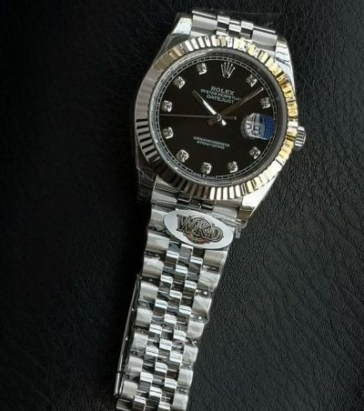 WKD Factory Rolex Datejust 41mm 3235 Movement Diamond Markers Black Face Watch